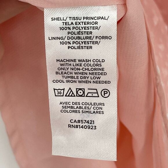 Loft Clip Dot Ruffle Shell Blouse Top Short Cap Sleeves Pink Women Large NWT - Picture 4 of 5